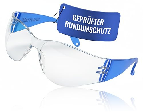 Merroum Barnskyddsglasögon EN166 EN170 – lätta säkerhetsglasögon 18 g – UV-skydd, anti-dimma, reptålig – klar sikt utan distorsion – halkfria – skyddsglasögon barn, cyan, blå, magenta