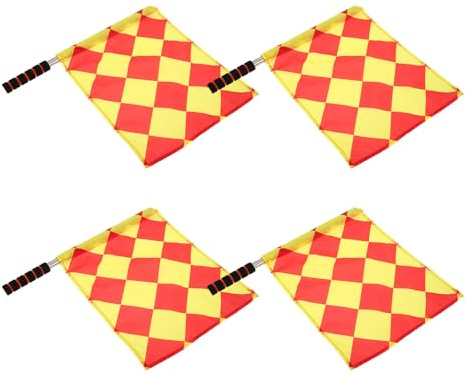 BUGUUYO 4 Pezzi Bandiera Arbitro Calcio Linesman con Asta in Metallo e Manico in Schiuma Segnale Precisione ad Alta Visibilità per Partite Calcio e Basket