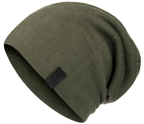 Evony- Warm Slouchy Beanie Hat - Deliciously Soft Daily Beanie in Fine Knit - Army Green One Size