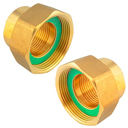 2 Stück Pumpenverschraubungen aus Messing mit 1,5 Zoll (1 ½“ bzw. 6/4“) Überwurfmutter und 1 Zoll Innengewinde IG