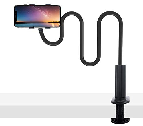 GRSTREE Handy-Halter, universeller Handy-Ständer, Clip, Flexible Klemme, 100 cm, Lange Arm-Halterung,schwarz