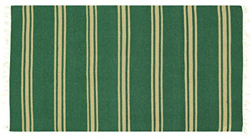 RUG PRINCE Kelim Teppich Handgewebt 120x180 Grün Streifen Linien Orient Wolle