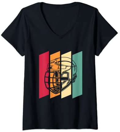 Damen Retro Vintage Trikot Eishockeyhelm Eishockeytorwart Helm T-Shirt mit V-Ausschnitt