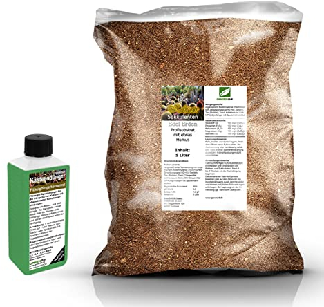 Umtopf - Set für Kakteen und Sukkulenten - bestehend aus 5 Liter Spezial - Substrat und darauf abgestimmten Flüssigdünger NPK Volldünger (für Kakteen)