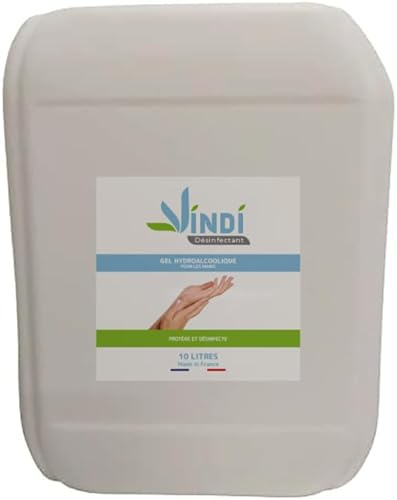 Vindi Désinfectant gel hydroalcoolique mains - Bidon de 10L - Fabrication Française - 76% d'alcool - Virucide