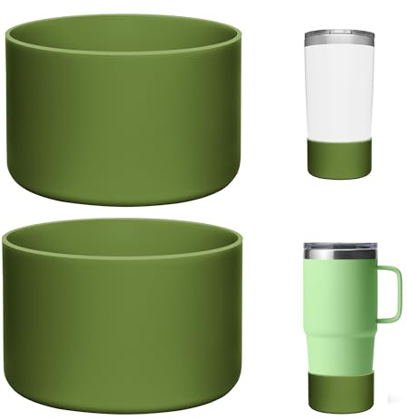 Prurex 2 Pack Silicone Boot Protectors | Compatible with YETI Rambler 20/30oz, 10oz Tumbler, 20/30oz Travel Mugs | Universal Fit for 2.75-2.85 Base | BPA-Free | Dishwasher Safe (Grass Green)