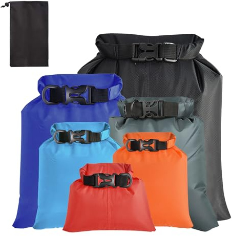BDSHUNBF 6 Pezzi Borsa Impermeabile Mare Sacca Impermeabile Mare, 1,5L+2,5L+3L+3,5L+5L+8L Set di Borsa Asciutta Impermeabile Sacche Stagne Impermeabili Leggeri, Dry Bag per Kayak Rafting Canottaggio