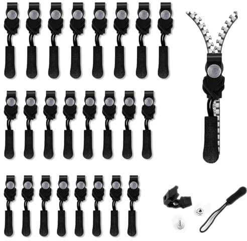 24 Stück Reissverschluss Zipper, 3 Größen, Sofortiger Reißverschluss-Fixierer, Abnehmbare Reißverschluss Zipper, Universal-Reißverschluss, Reißverschluss Ersatz für Jacke, Rucksack, Gepäck, Schlafsack