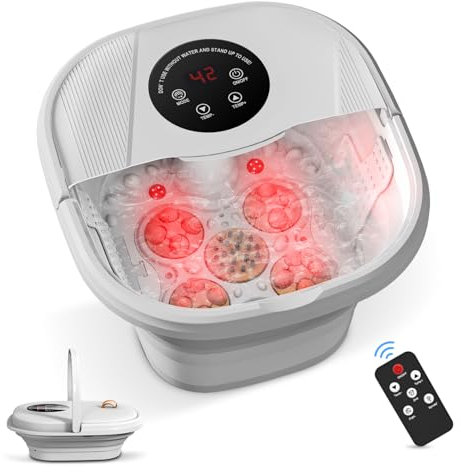 Pediluvio pieghevole, massaggiatore per piedi con massaggio e riscaldamento automatici, spa per piedi con bolle, telecomando, 16 palline massaggianti shiatsu elettrico, per rilassare piedi