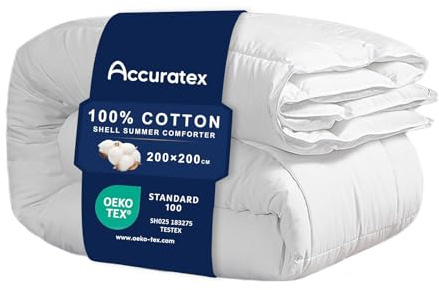 ACCURATEX 450GSM Bettdecke mit 100% Baumwollbezug, Winterdecke 200×200 cm