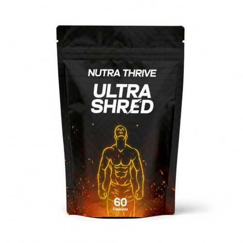 Ultra Shred Thermogenic Fat Burners for Men & Women - 60 Vegan Capsules with L-Carnitine, Caffeine, Biotin, Green Tea & B Vitamins - Clean Energy Boost, Focus, Metabolism -Gym Supplements | 60 Vegan Capsules with L-Carnitine, Clean Energy Boost