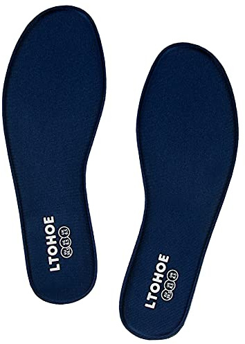 Innersulor i minnesskum för kvinnor, vadderade skosulor för löparskor, sneakers, arbetskängor och promenadskor, stötdämpande fotsmärtlindring komfort innersulor UK storlek 3 till 8, - Marinblått Xsp - 35.5 EU
