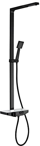 Duschsäule NT7385 mit Ablage - Duschsystem inkl. Handbrause & Duschschlauch - Farbe wählbar, Farbe:Schwarz matt, Auswahl Duschkopf:Ohne Duschkopf