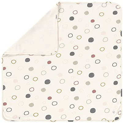 LÄSSIG Baby gosig filt gosig filt GOTS certifierad mjuk/Interlock babyfilt 80 x 80 cm cirklar offwhite