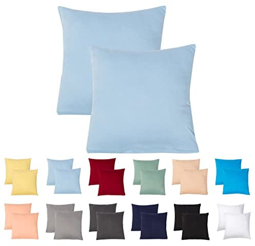 Livessa 2er Set Kissenbezug 40x40 aus%100 Baumwolle Jersey Stoff, Kissenbezüge, 40x40 mit Reißverschluss, Kopfkissenbezug 40x40 cm, Kissenhülle, atmungsaktiv, Oeko-Tex Zertifiziert, Pillow Cover