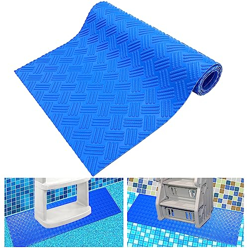 SKARUMMER Swimming Pool Ladder Mat - Protective Pool Ladder Pad Step Mat with Non-Slip Texture, Blue Medium Blue Medium Pool Step Mat, Pool Liner Protection Mat (36 X 36 inch)