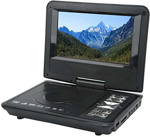 Lecteur DVD Portable 7 '', Lecteur DVD de Voiture Rechargeable 1080P Écran Pivotant HD 7 Pouces Prise en Charge de la Carte Mémoire USB Lecteur Vidéo MP5 de Voiture Prise UE 110‑240V