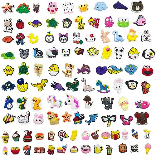 Tyidalin 100 Stück Jibbitz Anstecker Schuh Charms Stecker Schuhanstecker Sticker Geschenke für Erwachsene, Jungen und Mädchen