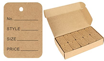 Naisfei 1000 stycken prislappar, etiketter, hänge, pris, små prisetiketter, hängetiketter, 32 mm x 50 mm, prislappar, presenthängen (nötköttskinn)