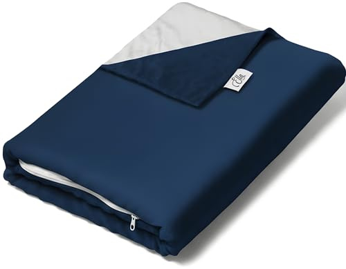 Ella Bettbezug 150x200 cm für Gewichtsdecke - Hergestellt aus 100% Baumwolle - Geeignet für 7 kg und 9 kg Gewichtsdecken - Marineblau