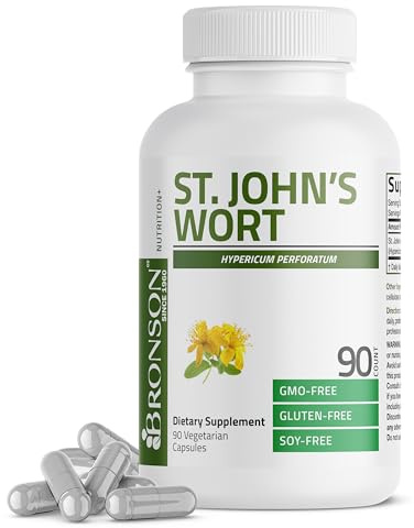 Bronson St. John's Wort 700 MG per Serving Hypericum Perforatum Supports a Positive Mood - Non-GMO, 90 Vegetarian Capsules