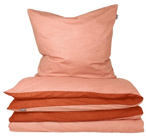 Schiesser Bettwäscheset Doubleface | Renforcé | 2-teilig | Zweifarbig | 100 % Baumwolle | Oeko-Tex® Made in Green Zertifiziert | Reißverschluss | 135x200cm + 80x80cm | Terrakotta