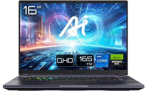 Gigabyte AORUS 16X 9KG 2024 Gamig Laptop - 16 Inch, 165Hz QHD, i7-13650HX, RTX 4060 GPU, 16GB DDR5 4800MHz, 1x 1TB Gen4 SDD, Windows 11 Home, 2 Year Warranty, Dolby Atmos, AORUS 16X 9KG-43UKC54SH