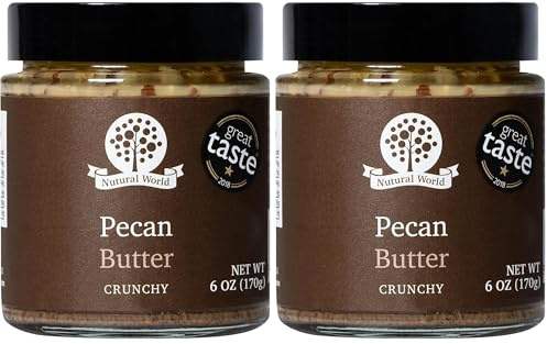Nutural World - Crunchy Pecan Nut Butter (170g) Great Taste Award winner - Pure 100% single ingredient (Pack of 2)
