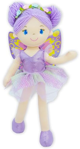 Lullaberry 40cm Enchanted Fairy Doll Yaritza - Plush Stuffed Soft Doll Girl Gift - Purple Outfit and Wings