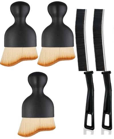 CULEB 5 Pièces Pinceau Nettoyage Voiture,Brosse à Poussière pour Intérieur de Voiture,pour Nettoyer Jantes, Intérieurs de Voiture, Fentes D'aération Nettoyage