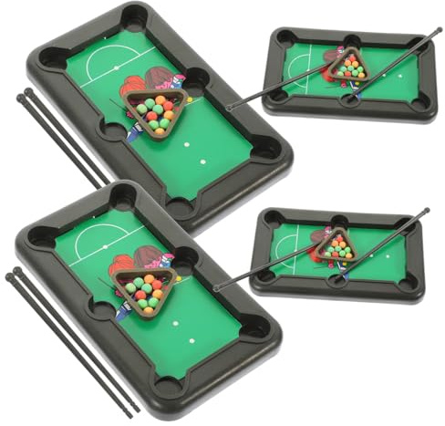 MUELODSIC Mini Table De Billard Miniature Portable en Plastique Robuste, Lot De 4 Set De Sets De Jeux De Billard De Bureau Compacts pour Garçon Et Filles, pour Loisirs Et Divertissement en Intérieur