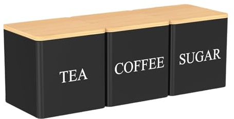 Juego de botes de té: 3 piezas de almacenamiento de granos de 500 ml, tarros de azúcar con , botes de cocina herméticos para el hogar, panaderos, bebedores, propietarios de viviendas, inquilinos,