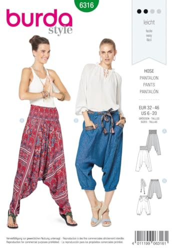 Burda B6316 Patron de Couture, Papier, Blanc, 32-46