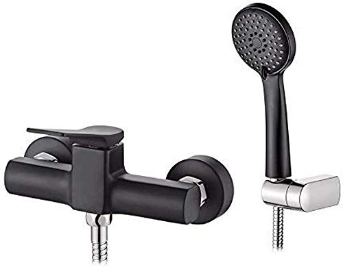 Ibergrif Mitigeur Douche avec Douchette (3 Modes) et Flexible de Douche (150cm) et Support - Robinet Douche Universel Filetage G1/2, Mitigeur Douche Mural, Facile à Installer, Laiton, Chromé, Noir
