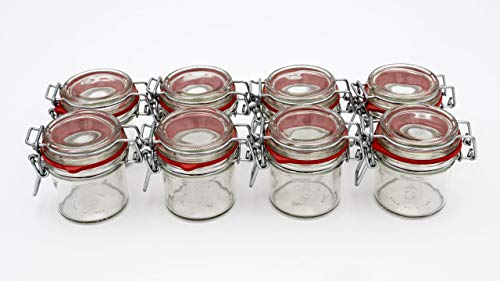 Flaschenbauer - 8 Drahtbügelgläser 125 ml, verwendbar als Einmach- und Fermentierglas, zur Aufbewahrung und zum Befüllen, leere Gläser mit Drahtbügel – Made in Germany, inklusive Etiketten