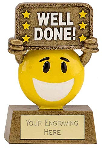 TROPHIESPLUSMEDALS Novelty Cheeky Figure Well Done Trophy, 9cm, Resin