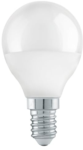 Eglo E14 LED Light Bulb Drop-Shaped, 3 Step dimmable Opaque Edison lamp, 4.9 watt (Equivalent to 40 watt), 470 Lumen, Warm White Glow, 3000 Kelvin, Opal White, P45, Ø 1.8