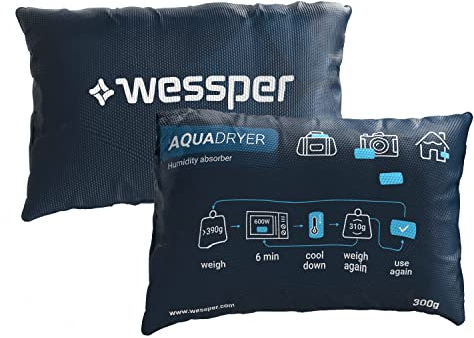 Wessper Deumidificatore sacchetto riutilizzabile Wessper deumidificatore in silice essiccante granulato di umidità per guardaroba, auto, scarpe, camera da letto, 1 pezzo da 300 g