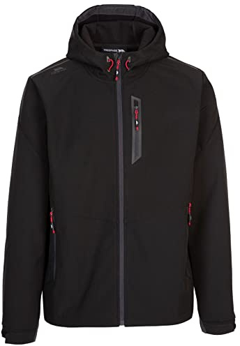 Trespass Mens Softshell Jacket Marlon B - Men's Water Repellent Jacket, Outdoor Hooded Softshell Jacket, Casual Walking Hiking Trekking Coat with Pockets