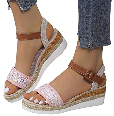 Dasongff Chaussures pour Femmes Sandales Sandale Compensee Femme Eté Compensé Chaussure Claquette Semelle Epaisse Nu Pieds Été Confortable Sandales Plates Été Sandales de RandonnéE