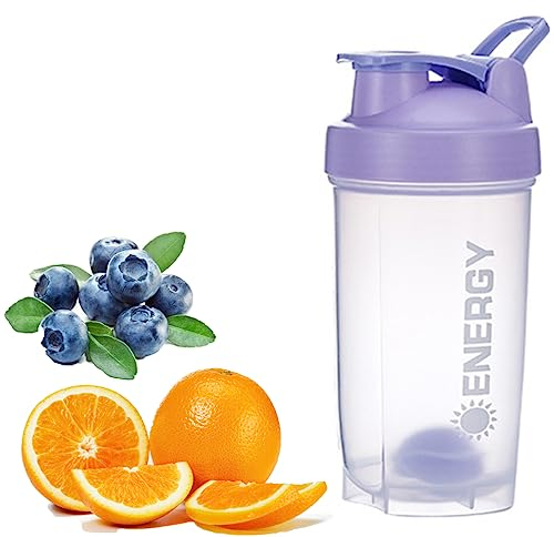 KHAOP 500ML Protein Shaker Cup Protein Shaker Flasche 500ml BPA frei auslaufsicher Tragbar für Sportergänzungsmittel Shakes mit Stahl Mischkugel für Shakes Geschirrspüler Safe