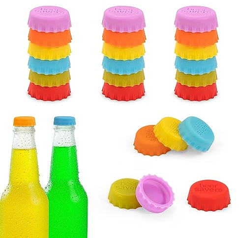 Tappo a Corona in Silicone Beer Savers Tappo per Bottiglia di Birra Riutilizzabile Coperchi di Risparmio di Vino Ecologici per Bottiglie di Vetro per Birra Bevande 24 Pezzi (6 Colori)