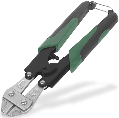 BLOSTM Mini Bolt Cutters 8 - Heavy Duty Wire Cutters Heat Treated Bolt Cutter for Maximum Durability, Chain Cutter with Ergonomic Rubber Grip Padlock Cutter, Fence Wire Cutters (Green)