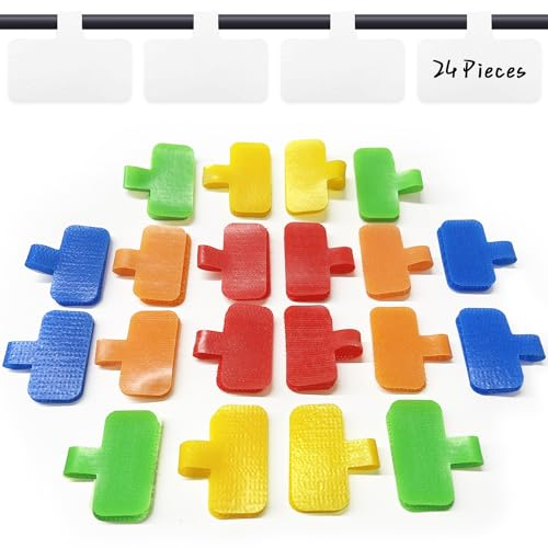 24 Stück Kabelbeschriftung, Kabeletiketten Kabel Beschriftung Wiederverwendbar Kabelmarkierer mit Klettverschluss, Kabel Etiketten zum Beschriften für Kabelmanagement & Identifizierung Kabel Organizer