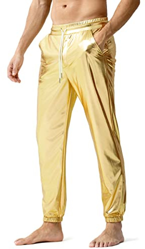Casey Kevin pantalon disco homme Jogging Métallisé Brillant paillette pantalon costume homme fêtes robe année 80