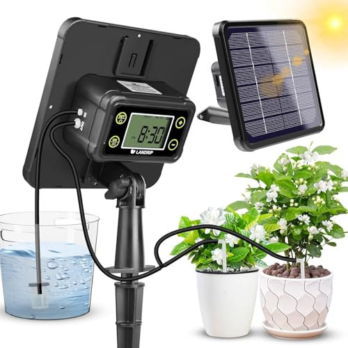 Automatic Solar Irrigation System with LCD Screen, Solar Automatic Watering for Indoor Plants, DIY Watering System Garden for up to 15 Potted Plants