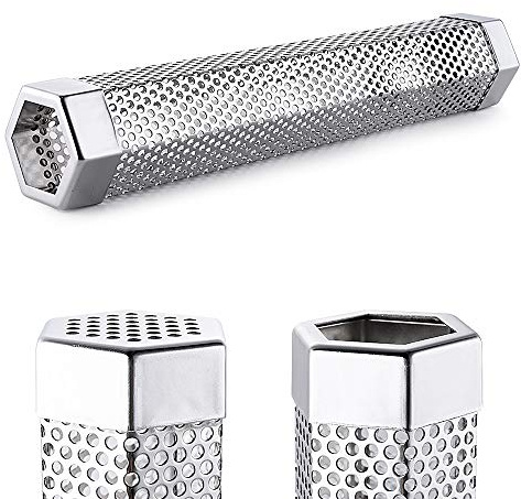 Tubo Affumicatore In Pellet,12inch in Acciaio Inox In Affumicatore Bbq,Affumicatore Barbecue A Forma Di Esagono,Adatto Per Barbecue A Gas,Elettrico E Carbone (acciai inossidabili, 31 * 5.8cm)