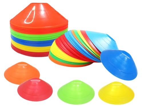 YJSDDNTY 25pcs Fussball Hütchen,Markierungshütchen,Fußball zubehör für Fussball Training Agilität Geschenk Jungen Kinder Spieler,Leichtathletik - Trainingszubehör & Fußballzubehör(5 Farben)