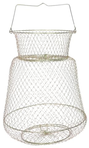 BESPORTBLE Fischernetz aus Stahldraht, Köderfischreuse Angeln Fischernetz Faltbarer Angelkäfig, Tragbarer Angelkorb für Fische im Freien, 53 * 30cm