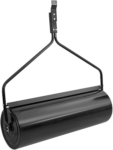 Få en perfekt gräsmatta med gräsmattevals, stor kapacitet på 74 liter, robust järnkonstruktion, lättanvänt handtag, svart